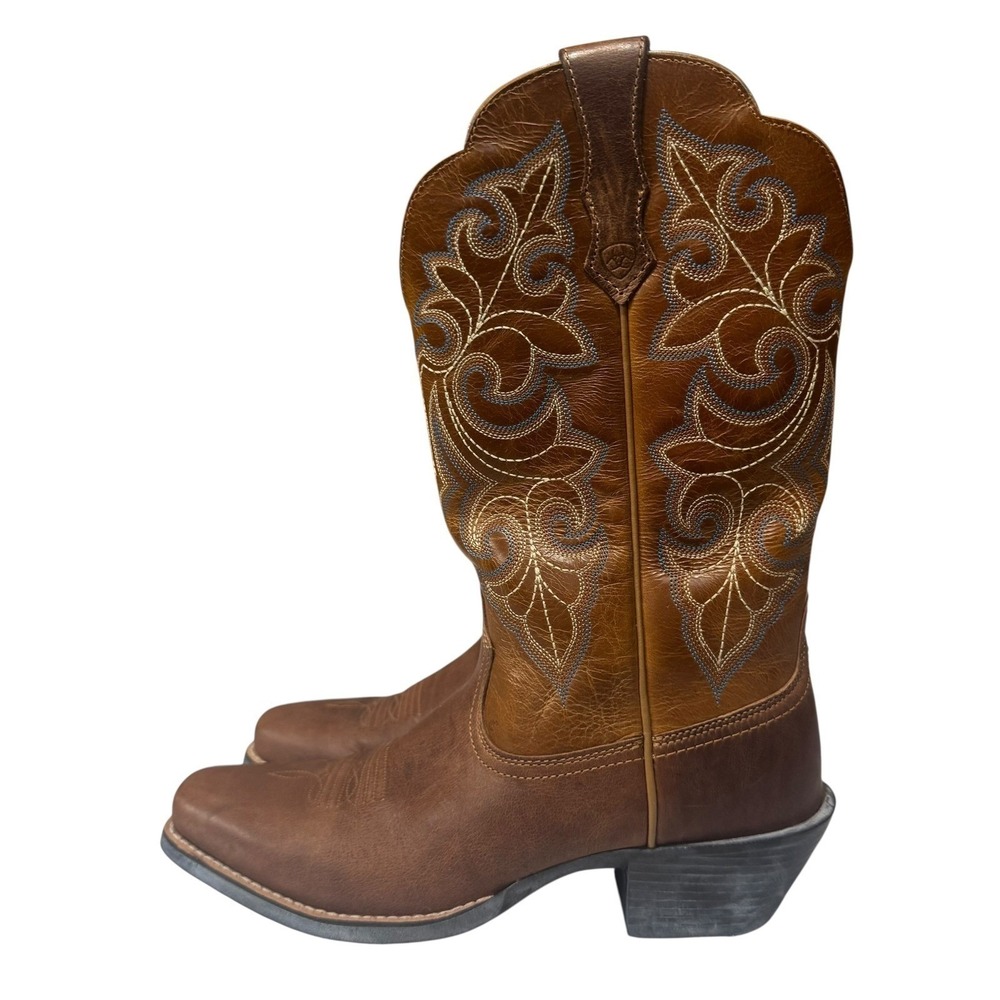 Ariat‎ Cowboy Boots Women's Brown Leather Western Square Toe SZ 6 1/2